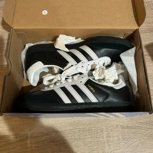 New Adidas Samba OG Shoes Sneakers Black Suede White Leather 75th Womens 7 - Picture 7 of 16